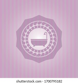 bathtub icon inside retro pink emblem