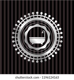 bathtub icon inside silver badge