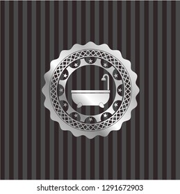 bathtub icon inside silver badge or emblem