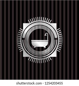 bathtub icon inside silver emblem