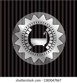 bathtub icon inside silver emblem or badge