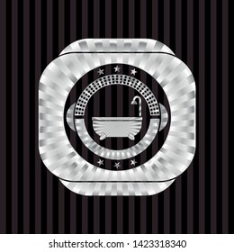 bathtub icon inside silver emblem or badge