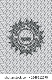 bathtub icon inside silver emblem or badge. Scales pattern. Vector Illustration. Detailed.