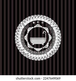 bathtub icon inside silvery shiny badge. 