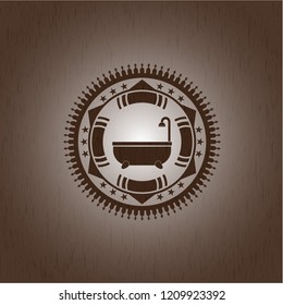 bathtub icon inside vintage wooden emblem