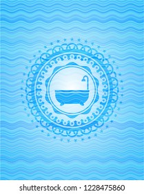 bathtub icon inside water concept emblem background.