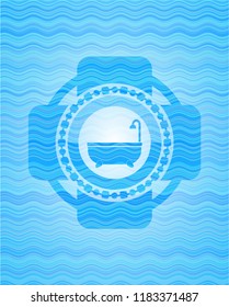 bathtub icon inside water wave concept emblem background.