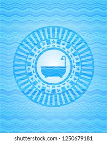 bathtub icon inside water wave concept emblem background.