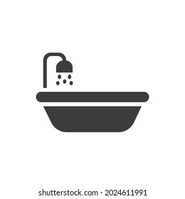 Bathtub Icon Isolated on Black and White Vector Graphic