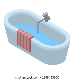 Bathtub icon. Isometric of bathtub vector icon for web design isolated on white background
