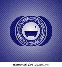 icono de bañera con textura de jean. 