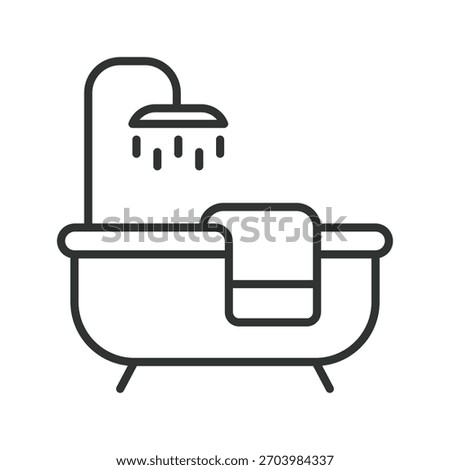 Bathtub icon in line design. bathtub, bath tub, shower bath, home bathroom, hygiene area on white background vector. bathtub editable stroke icon