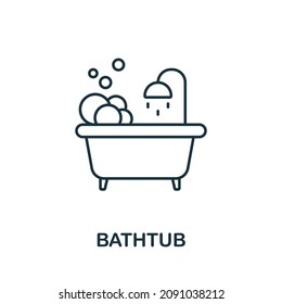 Bathtub icon. Line element from bathroom collection. Linear Bathtub icon sign for web design, infographics and more.