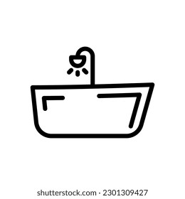 vector de línea de icono de bañera