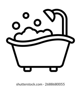 Bathtub Icon Line Style Vector Illustration