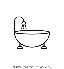 Plantillas de diseño de Vector de línea de iconos de bañera simples y modernas