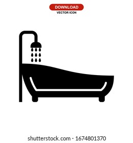 bathtub icon or logo isolated sign symbol vector illustration - high quality black style vector icons
