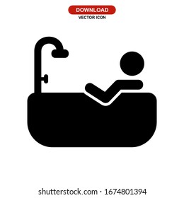 bathtub icon or logo isolated sign symbol vector illustration - high quality black style vector icons
