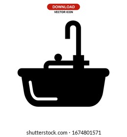 bathtub icon or logo isolated sign symbol vector illustration - high quality black style vector icons
