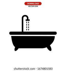 bathtub icon or logo isolated sign symbol vector illustration - high quality black style vector icons
