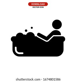 bathtub icon or logo isolated sign symbol vector illustration - high quality black style vector icons
