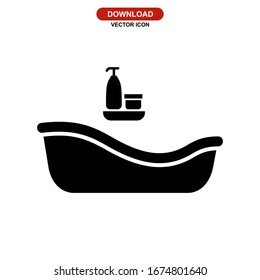 bathtub icon or logo isolated sign symbol vector illustration - high quality black style vector icons

