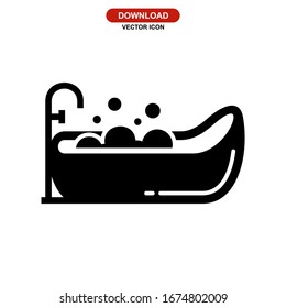 bathtub icon or logo isolated sign symbol vector illustration - high quality black style vector icons
