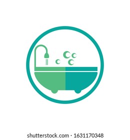 bathtub icon logo vector design