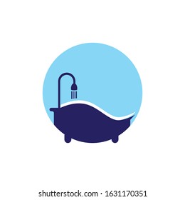 bathtub icon logo vector design