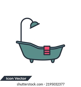 bathtub icon logo vector illustration. bathtub sign symbol template for graphic and web design collection