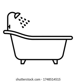Bathtub icon in moden outline style design. Vector illustration isolated on white background.