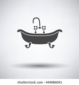 Bathtub icon on gray background, round shadow. Vector illustration.