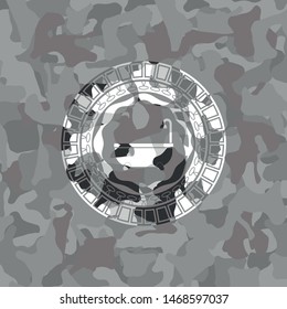 bathtub icon on grey camouflaged texture