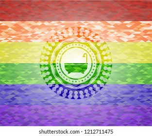 bathtub icon on mosaic background with the colors of the LGBT flag