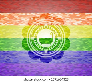 bathtub icon on mosaic background with the colors of the LGBT flag