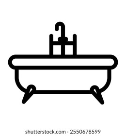 Bathtub icon in Outline Style. Line Art