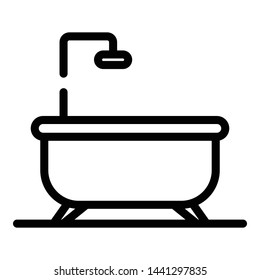 Bathtub icon. Outline bathtub vector icon for web design isolated on white background