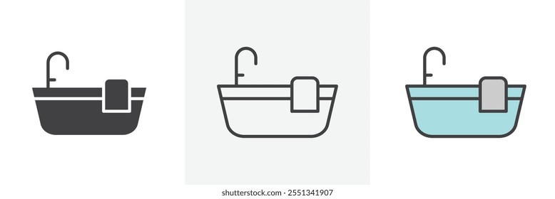 Bathtub icon pack. Vector illustration. EPS10