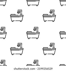 bathtub icon pattern. Seamless bathtub pattern on white background.
