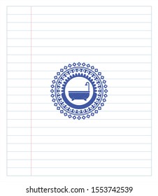 bathtub icon pen strokes emblem. Blue ink. Vector Illustration. Detailed.