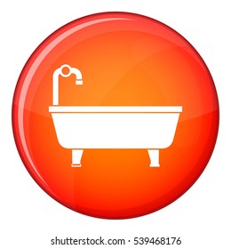 Bathtub icon in red circle isolated on white background vector illustration