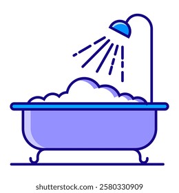 Bathtub Icon, Relaxing Bath Space, Home Spa Symbol