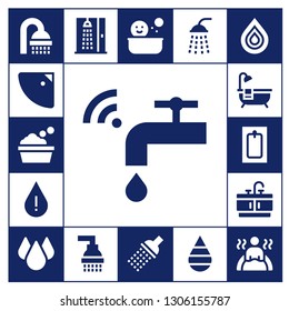 bathtub icon set. 17 filled bathtub icons.  Collection Of - Shower, Bathtub, Faucet, Drop, Bath, Bathroom
