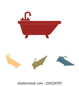 Bathtub Icon set. Isometric effect