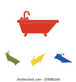 Bathtub Icon set. Isometric effect