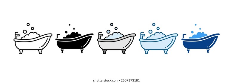 Bathtub Icon Set Multiple Style Collection