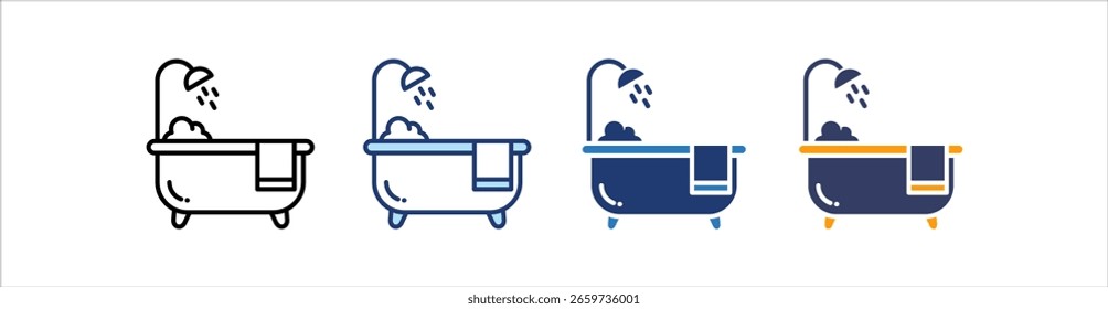 Bathtub Icon Set Multiple Style Collection