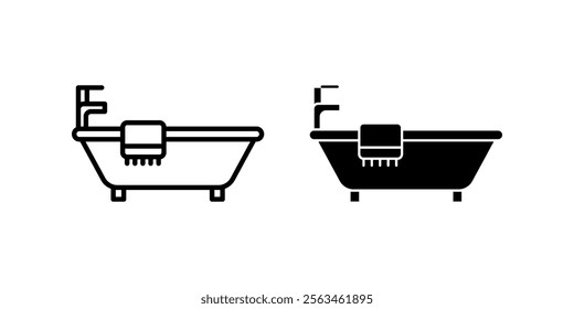 Bathtub Icon set. Symbol isolated white background. vector illustration. color editable.