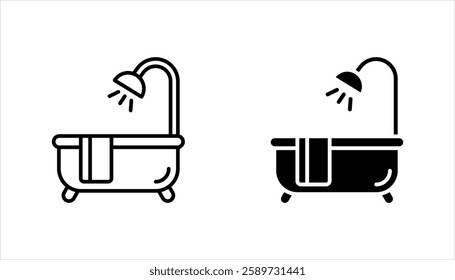 Bathtub icon set trendy design template, on white background.