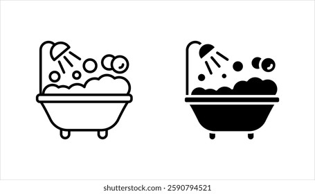 Bathtub icon set trendy design template, on white background.